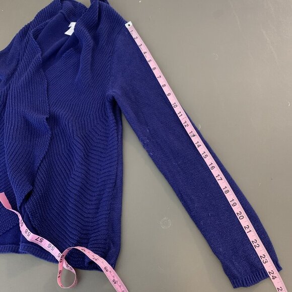 Chicos Womens 1 M Cardigan Sweater Open Front Spring Casual Office Blue Rayon - Picture 11 of 12